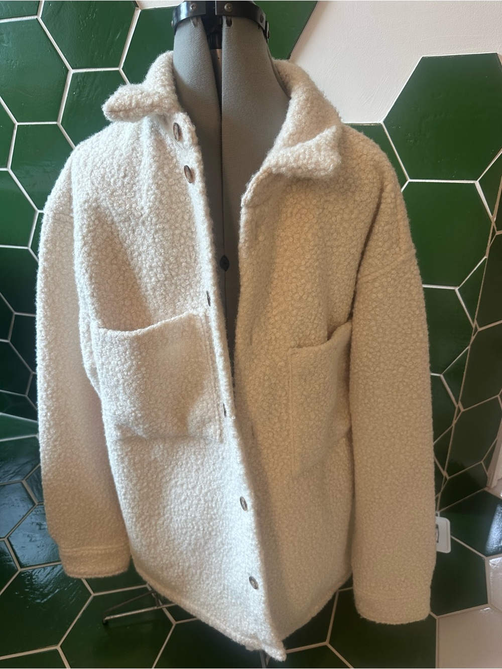 H&M Cream Sherpa Shirt Jacket